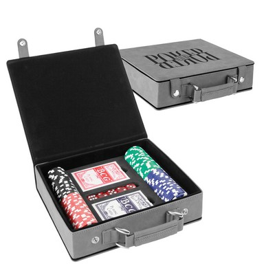 Leatherette Poker Set (Gray)
