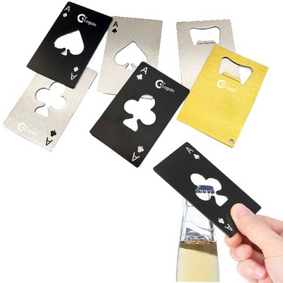 Casino Ace of Clubs Poker Card Bottle Opener Stainless Steel